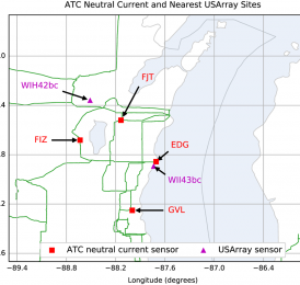 a map of current measurement and survey sites used in the study